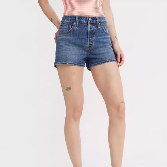 Levi's® Premium 501® ORIGINAL FIT HIGH RISE SHORTS blue size Junior 13‎ Nwot - Picture 1 of 7